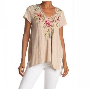 Johnny Was Macadamia KAIRA Embroidered Top, Size Small